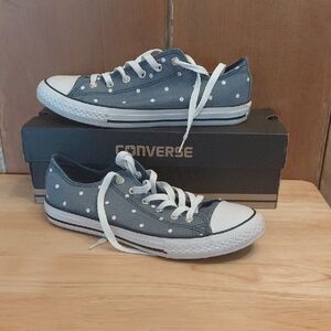 Converse Juniors Navy Blue Polka Dot Canvas Low Top Sneakers Size 5